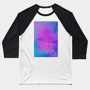 Blue and Pink Retro Marble Splash Abstract Artwork Baseball T-Shirt